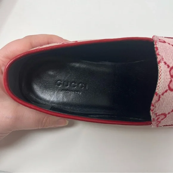 GUCCI JORDAAN CANVAS GG MONOGRAM HORSEBIT LOAFERS IN RED SIZE 37 - Picture 15 of 15